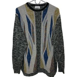 Parienti Luomo Colorful Abstract Marbled Grandpa Sweater Artsy Size Medium